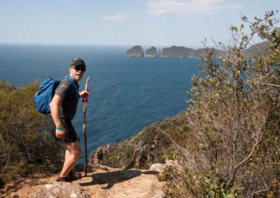 Happy participant enjoying bush walking event 2019 with Tasmanian Iconic Walks