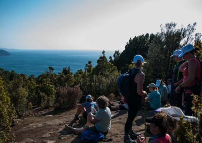 Happy participants enjoying view with Tasmanian Iconic Walks 2019 event at Tasman Peninsula