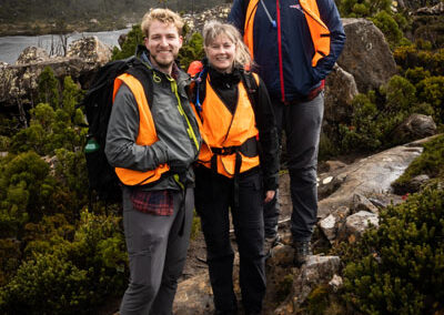 2023 tasmania walk ellie, sean, and mick with tasmanian iconic walks